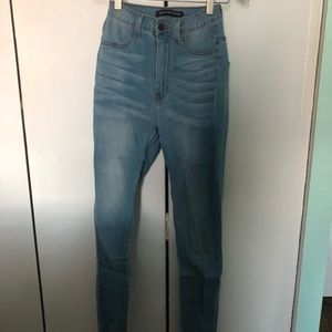 Classic High Waist Skinny Jeans - Medium Blue